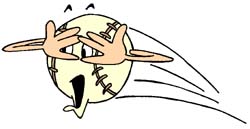 cartoon- scared baseball